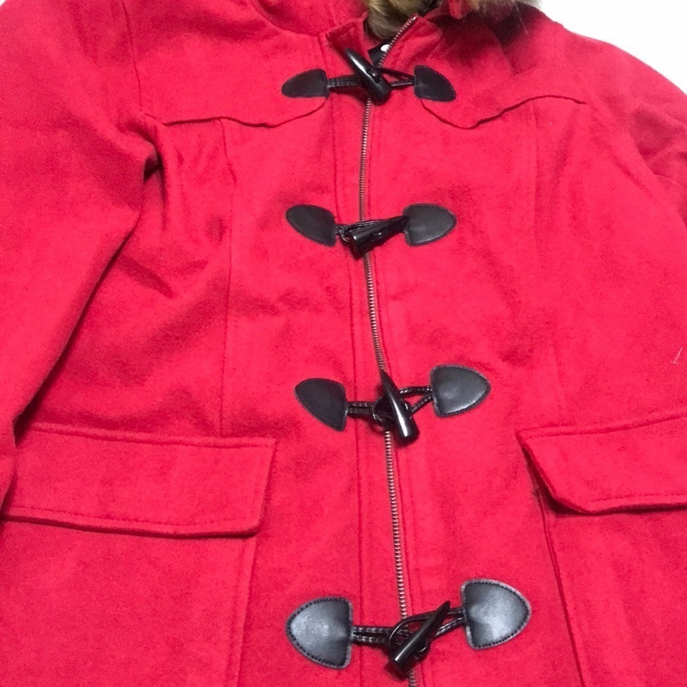 Torrid Red Toggle Coat with Faux Fur Hood 2X - Picture 12 of 12